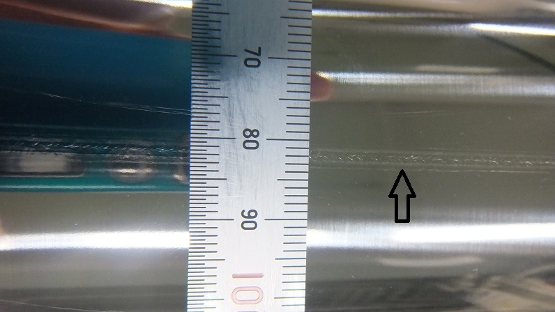 ニオブ溶接パイプ0.2ミリの溶接ビード